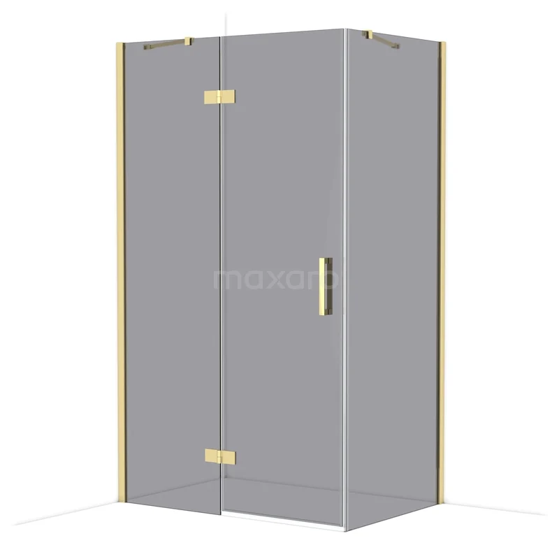 Diamond Douchecabine | 120x80 cm Glanzend lichtgoud Rookglas Draaideur Rechthoek CDB216608411GLG