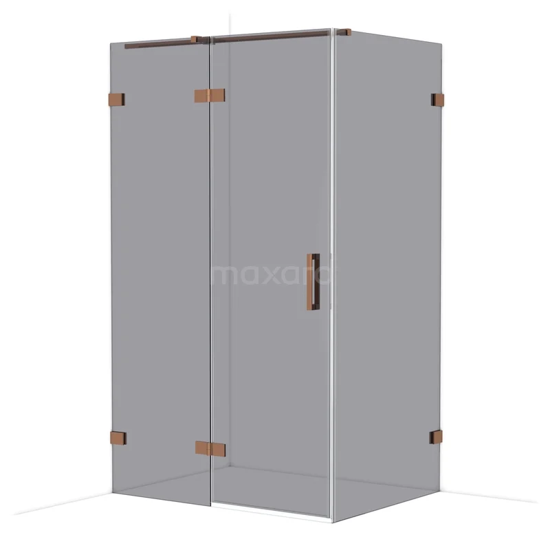 Diamond Douchecabine | 120x90 cm Glanzend koper Rookglas Draaideur Rechthoek CDB216609321GKP