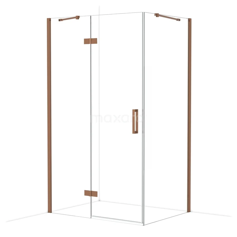 Diamond Shower enclosure | 120x90 cm Glanzend koper Clear glass Pivot door Rectangle CDB216609410GKP Glazen douchecabine met bronskleurige accenten, hoekmodel met draaideur, perfecte stijl upgrade voor elke moderne badkamer.