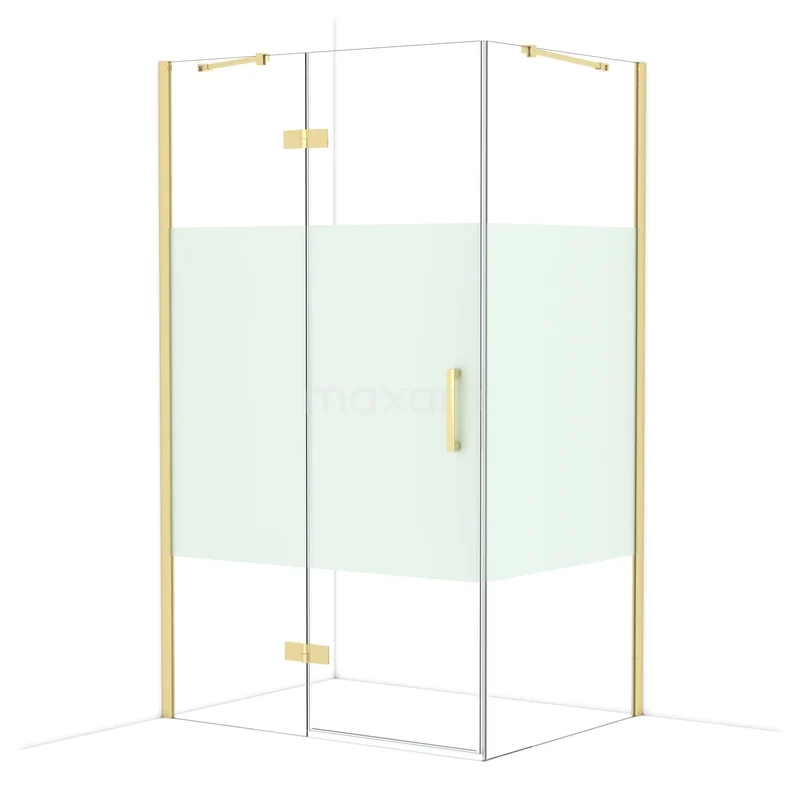 Duschkabine Diamond CDB216609413GLG Eck-Duschkabine mit satiniertem Glas, goldenen Profilen und Scharnieren, ideal für eine moderne Badezimmergestaltung.