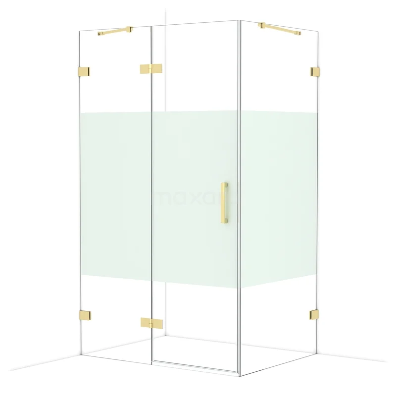 Diamond Douchecabine | 120x90 cm Glanzend lichtgoud Helder met matte strook Draaideur Rechthoek CDB216609423GLG Diamond Douchecabine | 120x90 cm Glanzend lichtgoud Helder met matte strook Draaideur Rechthoek CDB216609423GLG