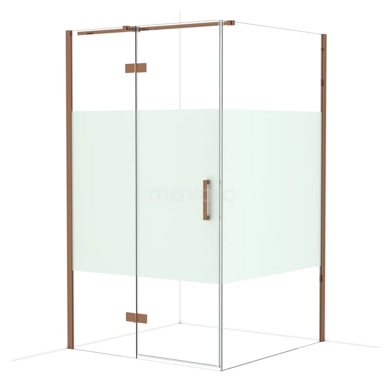 Diamond Douchecabine | 120x120 cm Glanzend koper Helder met matte strook Draaideur Vierkant CDB216612313GKP Diamond Douchecabine | 120x120 cm Glanzend koper Helder met matte strook Draaideur Vierkant CDB216612313GKP