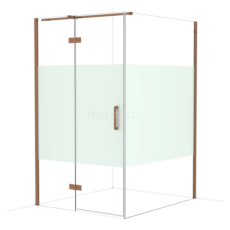 Diamond Douchecabine | 140x120 cm Glanzend koper Helder met matte strook Draaideur Rechthoek CDB216614313GKP Diamond Douchecabine | 140x120 cm Glanzend koper Helder met matte strook Draaideur Rechthoek CDB216614313GKP