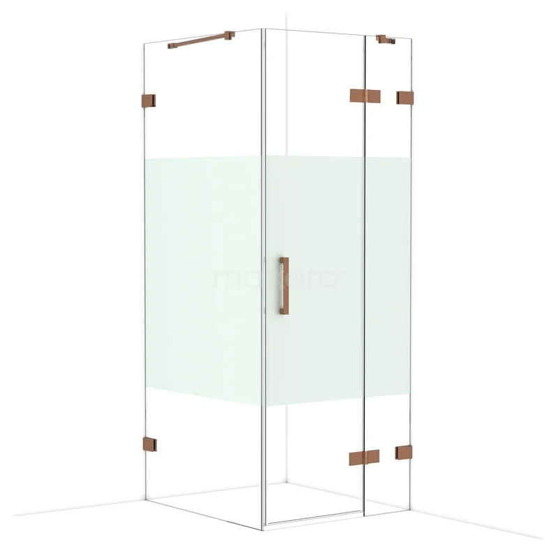 Diamond Douchecabine | 90x80 cm Glanzend koper Helder met matte strook Draaideur Rechthoek CDB223509423GKP Diamond Douchecabine | 90x80 cm Glanzend koper Helder met matte strook Draaideur Rechthoek CDB223509423GKP