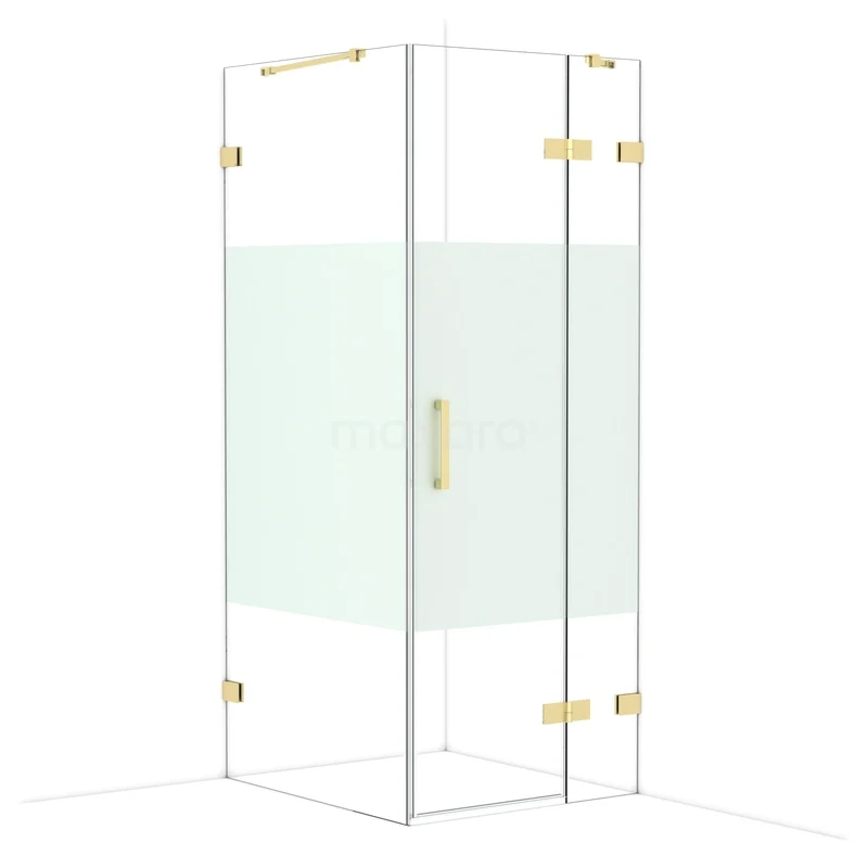 Diamond Douchecabine | 90x80 cm Glanzend lichtgoud Helder met matte strook Draaideur Rechthoek CDB223509423GLG Diamond Douchecabine | 90x80 cm Glanzend lichtgoud Helder met matte strook Draaideur Rechthoek CDB223509423GLG