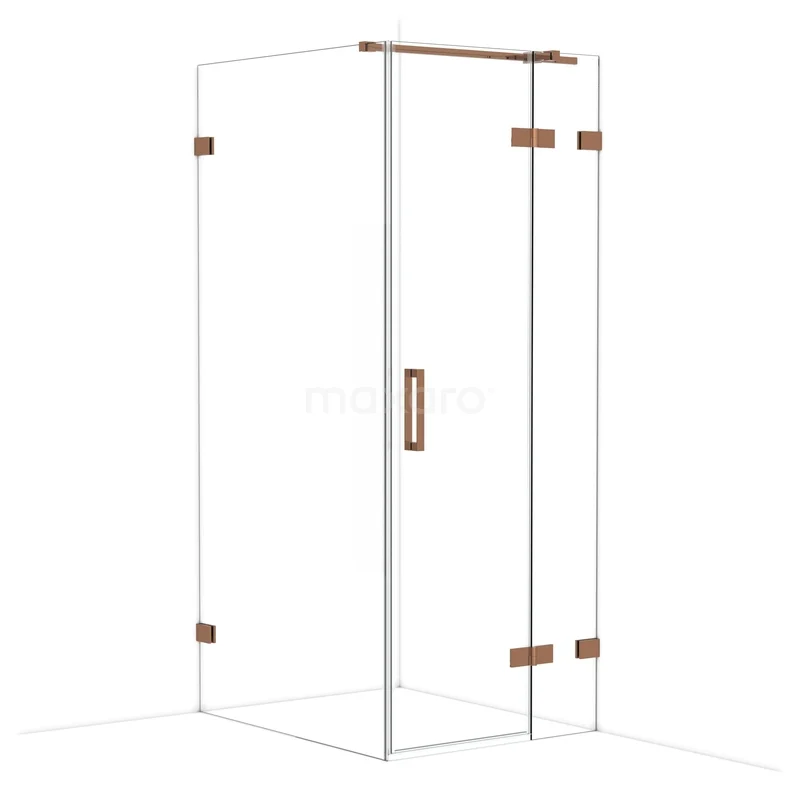 Diamond Shower cabin | 100x80 cm Shiny copper Clear glass Pivot door Rectangle CDB223510320GKP Shower cabin with clear glass, copper-coloured details and luxurious finish, perfect for a modern bathroom style.