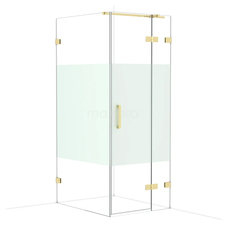 Diamond Douchecabine | 100x80 cm Glanzend lichtgoud Helder met matte strook Draaideur Rechthoek CDB223510323GLG Diamond Douchecabine | 100x80 cm Glanzend lichtgoud Helder met matte strook Draaideur Rechthoek CDB223510323GLG