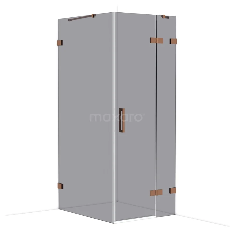 Diamond Duschkabine | 100x80 cm Glänzendes Kupfer Drehtür Rechteck CDB223510421GKP Duschkabine viereckig, Glas mit matter Oberfläche, rostfarbene Scharniere, ideal für moderne Badezimmerdesigns.