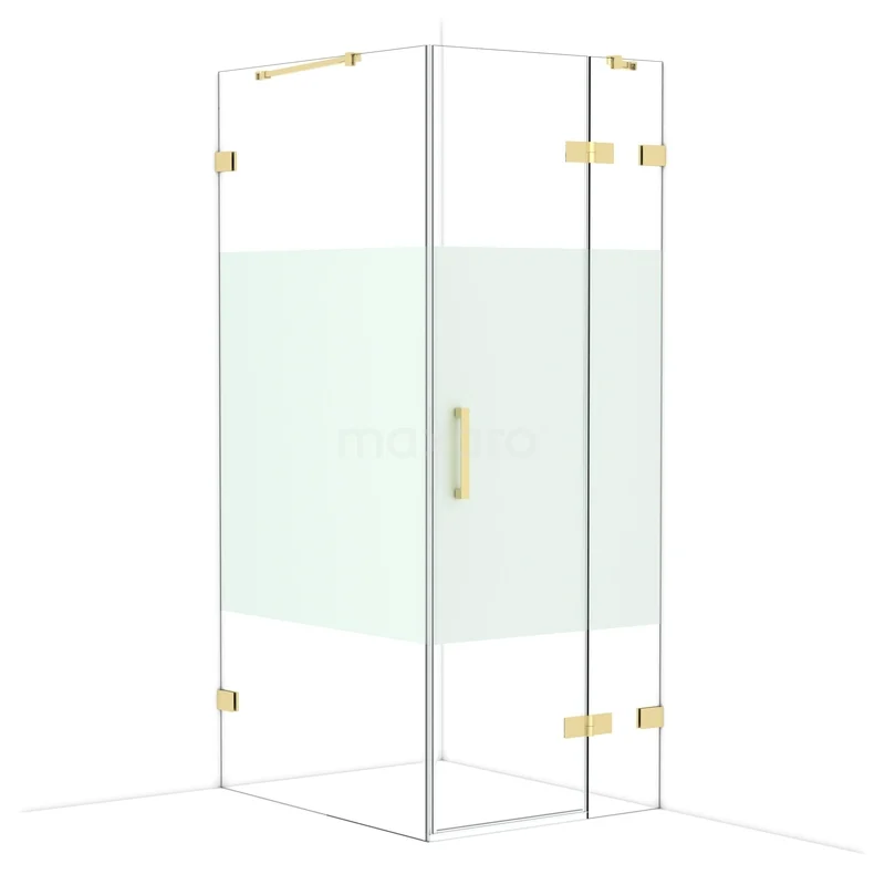Diamond Douchecabine | 100x80 cm Glanzend lichtgoud Helder met matte strook Draaideur Rechthoek CDB223510423GLG Diamond Douchecabine | 100x80 cm Glanzend lichtgoud Helder met matte strook Draaideur Rechthoek CDB223510423GLG
