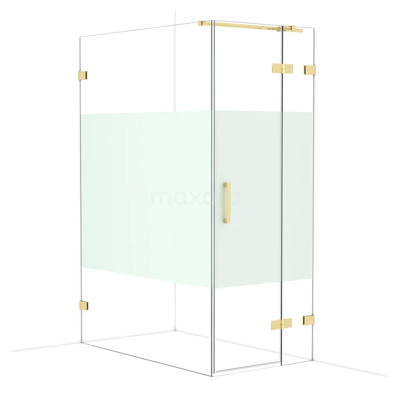 Diamond Douchecabine | 140x80 cm Glanzend lichtgoud Helder met matte strook Draaideur Rechthoek CDB223514323GLG Diamond Douchecabine | 140x80 cm Glanzend lichtgoud Helder met matte strook Draaideur Rechthoek CDB223514323GLG