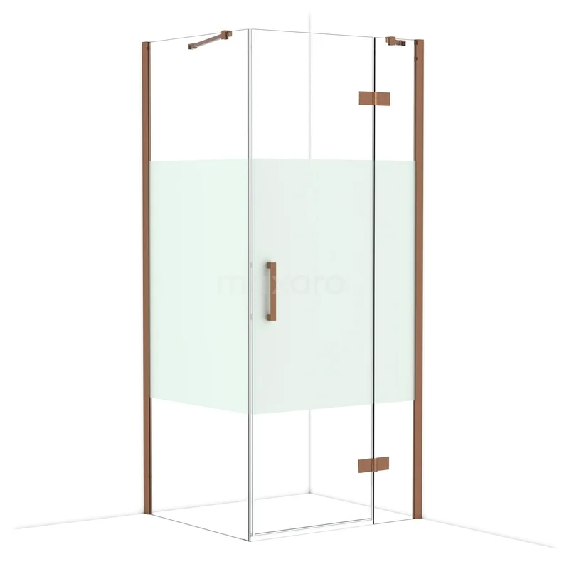 Diamond Douchecabine | 90x80 cm Glanzend koper Helder met matte strook Draaideur Rechthoek CDB223608413GKP Diamond Douchecabine | 90x80 cm Glanzend koper Helder met matte strook Draaideur Rechthoek CDB223608413GKP