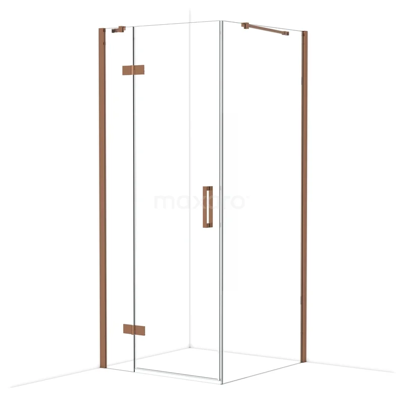 Diamond Douchecabine | 90x90 cm Glanzend koper Helder glas Draaideur Vierkant CDB223609410GKP