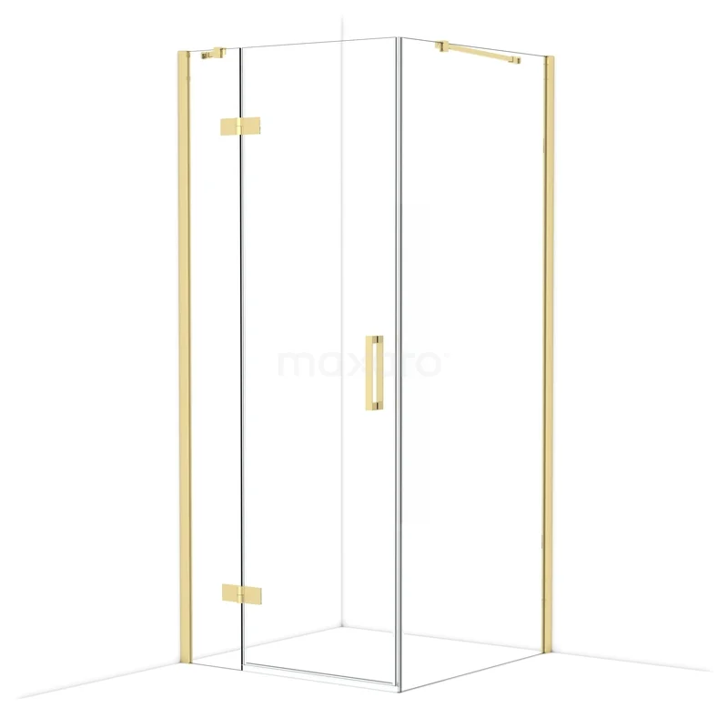Diamond Douchecabine | 90x90 cm Glanzend lichtgoud Helder glas Draaideur Vierkant CDB223609410GLG