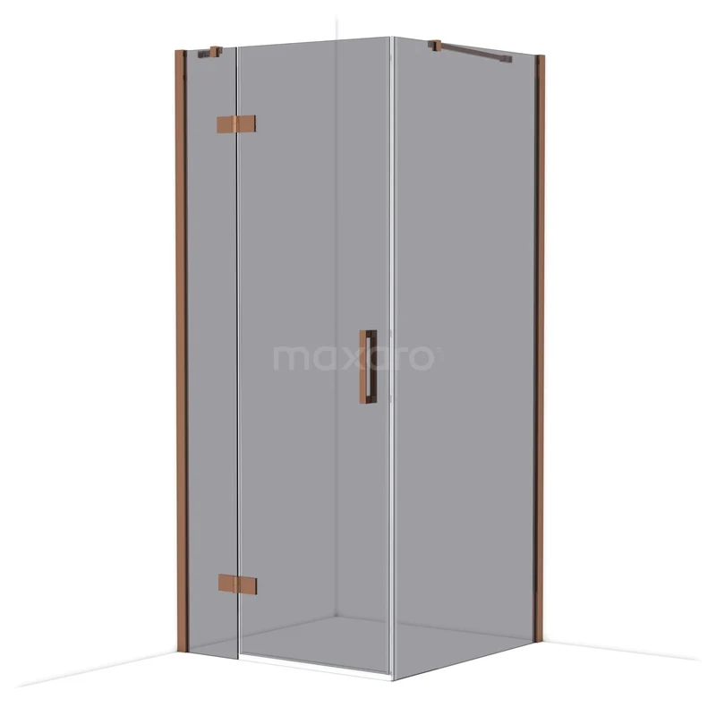 Diamond Douchecabine | 90x90 cm Glanzend koper Rookglas Draaideur Vierkant CDB223609411GKP