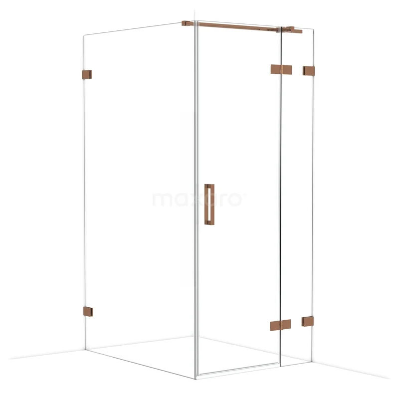 Diamond Douchecabine | 120x90 cm Glanzend koper Helder glas Draaideur Rechthoek CDB223612320GKP