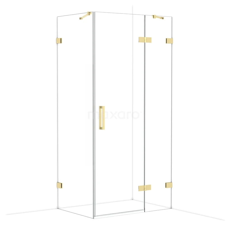 Diamond Douchecabine | 100x70 cm Glanzend lichtgoud Helder glas Draaideur Rechthoek CDB224607420GLG