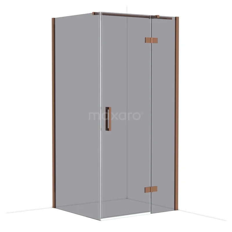 Diamond Douchecabine | 100x90 cm Glanzend koper Rookglas Draaideur Rechthoek CDB224609311GKP