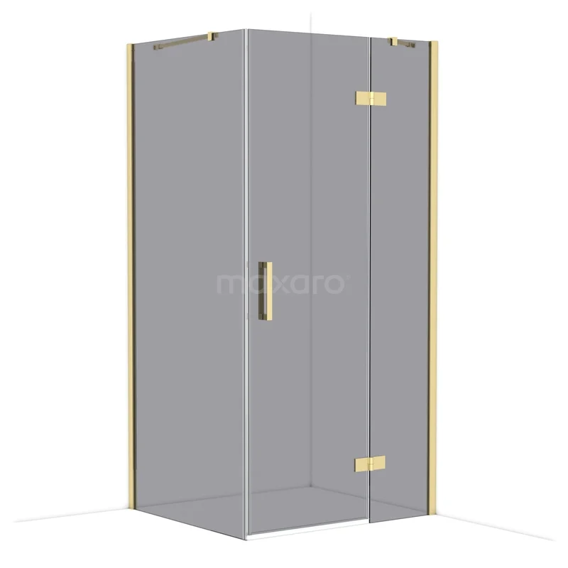 Duschkabine Diamond CDB224609411GLG Graue Glas-Duschkabine mit goldfarbenen Akzenten und metallischem Haltegriff, perfekt für eine moderne Badezimmer Einrichtung.