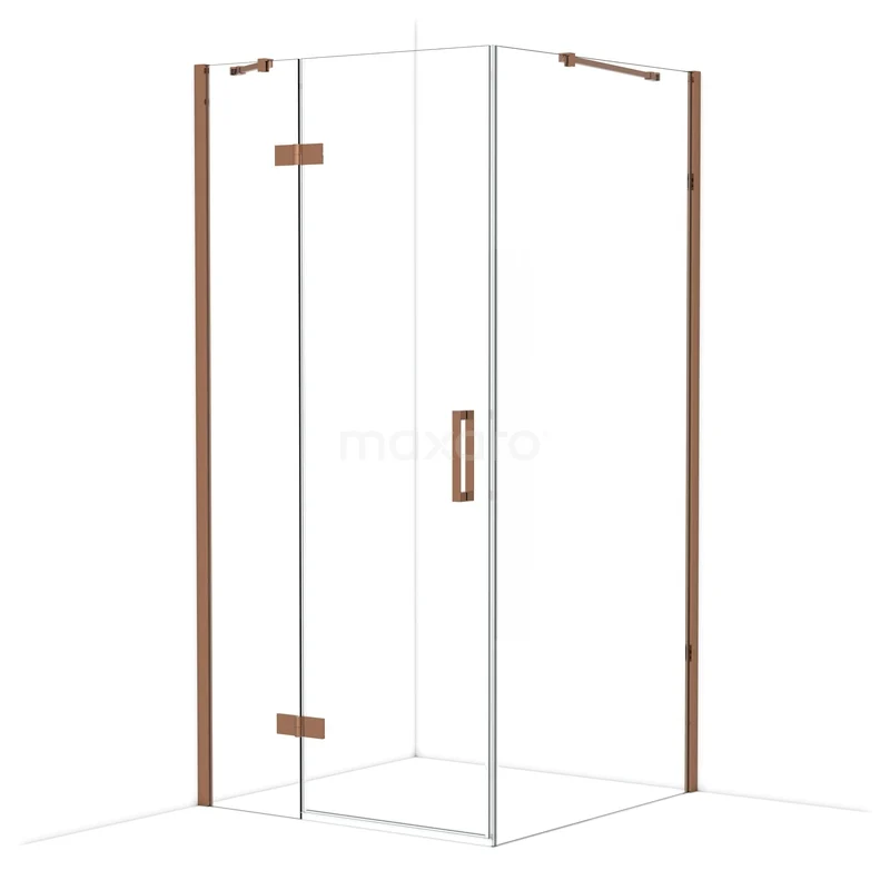 Diamond Douchecabine | 100x100 cm Glanzend koper Helder glas Draaideur Vierkant CDB224610410GKP