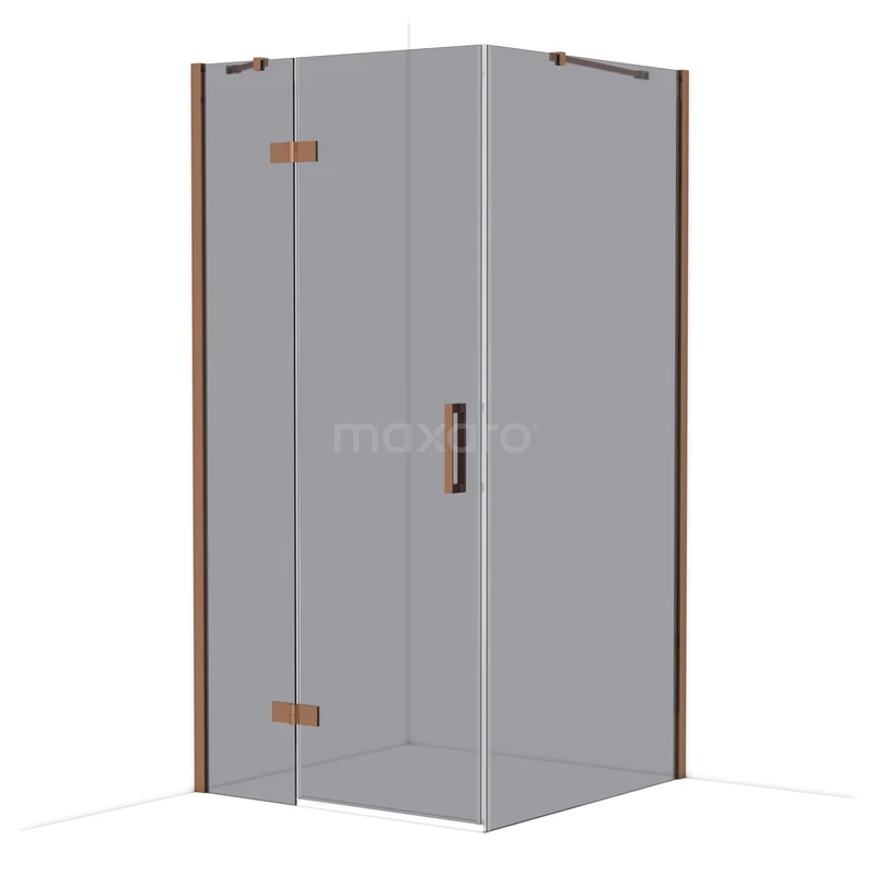 Diamond Douchecabine | 100x100 cm Glanzend koper Rookglas Draaideur Vierkant CDB224610411GKP