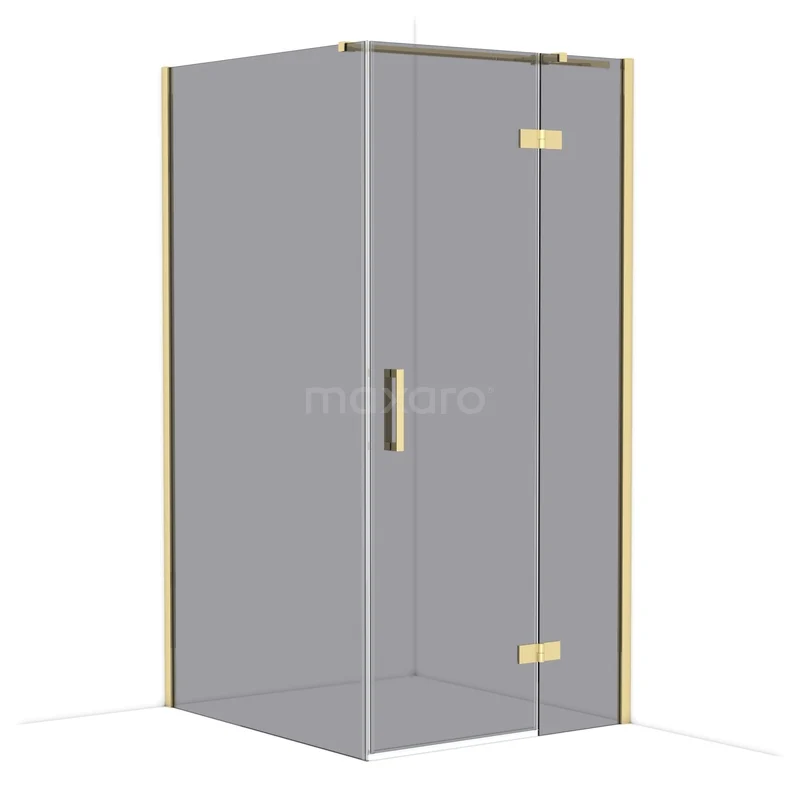 Diamond Duschkabine | 110x100 cm Glänzendes Hellgold Drehtür Rechteck CDB224611311GLG Goldene Duschkabine mit Glasplatten, eckiges Design, ideal für ein luxuriöses Badezimmer.