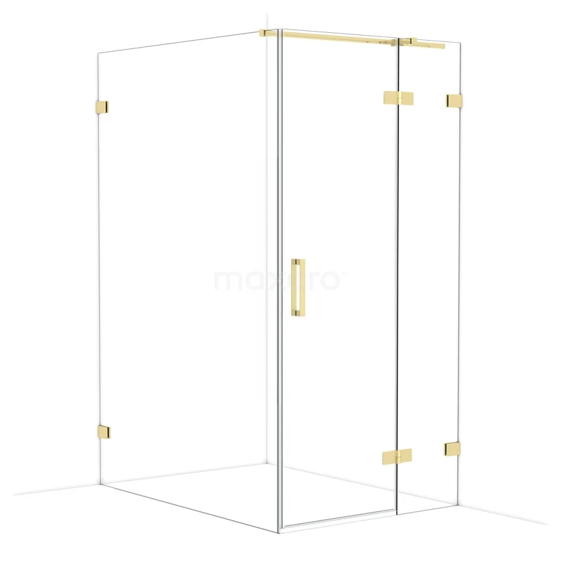 Diamond Douchecabine | 140x100 cm Glanzend lichtgoud Helder glas Draaideur Rechthoek CDB224614320GLG