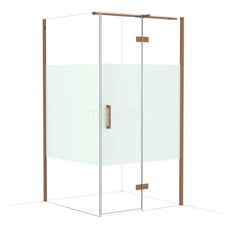 Diamond Shower enclosure | 110x110 cm Glanzend koper Clear with matt strip Pivot door Square CDB226511313GKP Diamond Shower enclosure | 110x110 cm Glanzend koper Clear with matt strip Pivot door Square CDB226511313GKP