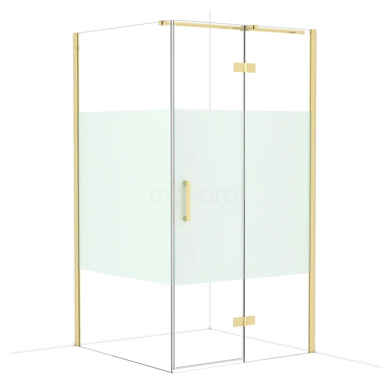 Diamond Shower enclosure | 110x110 cm Glanzend lichtgoud Clear with matt strip Pivot door Square CDB226511313GLG Diamond Shower enclosure | 110x110 cm Glanzend lichtgoud Clear with matt strip Pivot door Square CDB226511313GLG