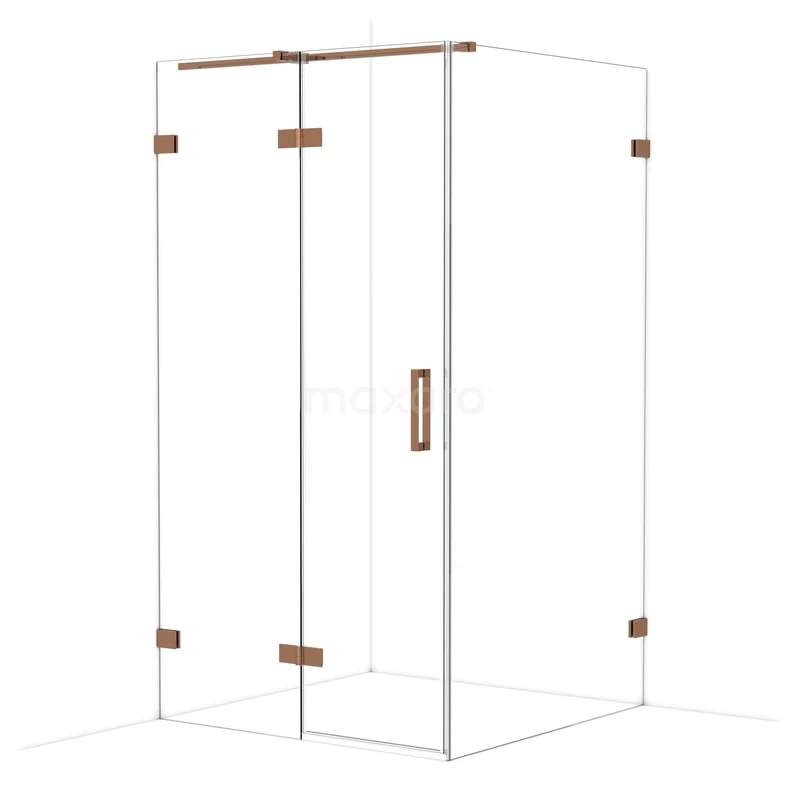 Diamond Douchecabine | 110x110 cm Glanzend koper Helder glas Draaideur Vierkant CDB226511320GKP
