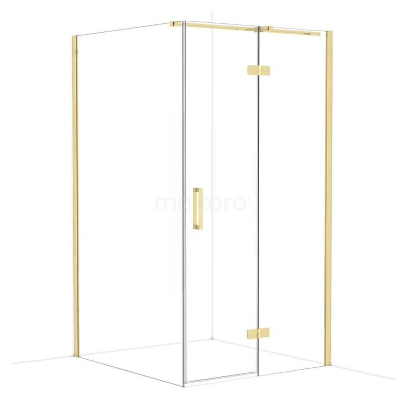 Diamond Shower enclosure | 120x110 cm Glanzend lichtgoud Clear glass Pivot door Rectangle CDB226512310GLG