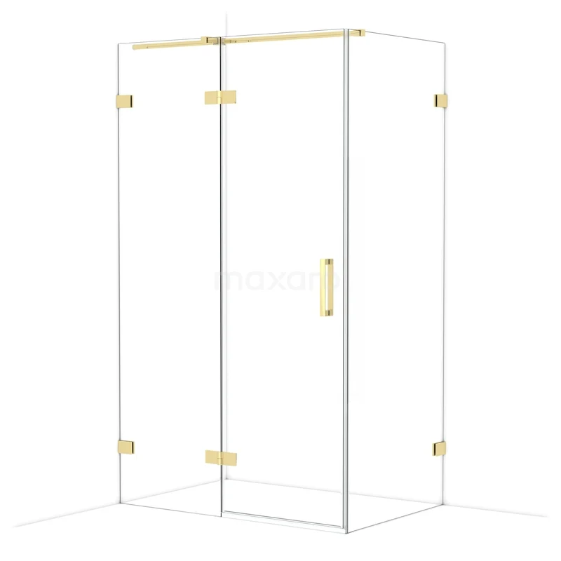 Diamond Douchecabine | 120x80 cm Glanzend lichtgoud Helder glas Draaideur Rechthoek CDB226608320GLG