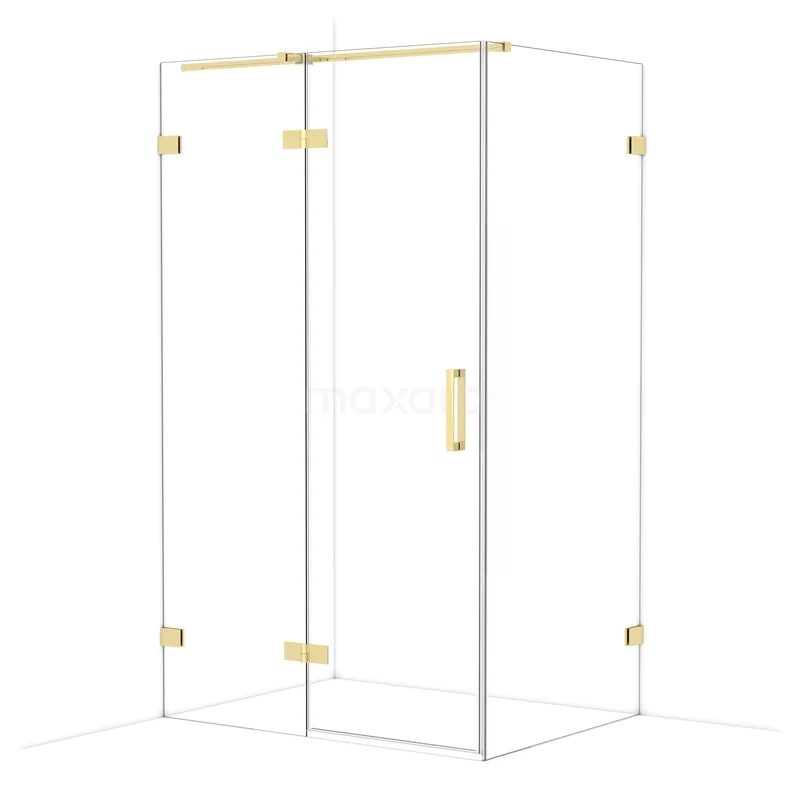 Diamond Douchecabine | 120x90 cm Glanzend lichtgoud Helder glas Draaideur Rechthoek CDB226609320GLG