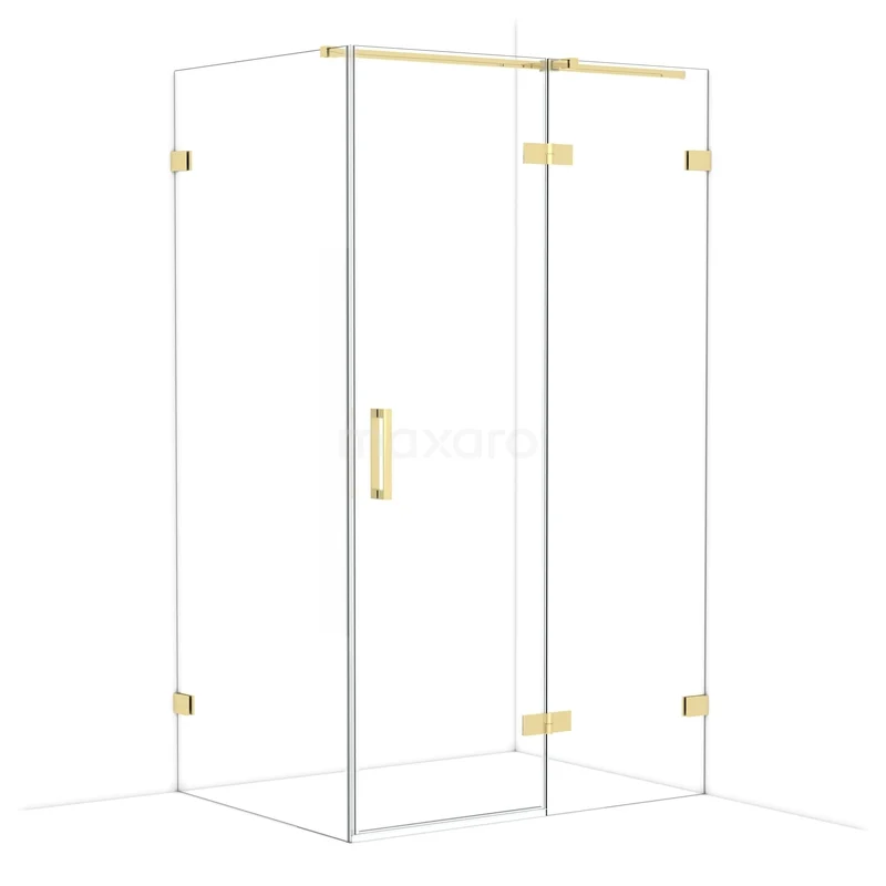 Diamond Shower enclosure | 120x90 cm Glanzend lichtgoud Clear glass Pivot door Rectangle CDB226609320GLG