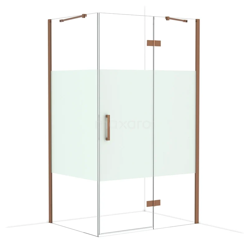 Glazen douchecabine met houtaccenten en matte afwerking, perfect voor een moderne badkamer inrichting.