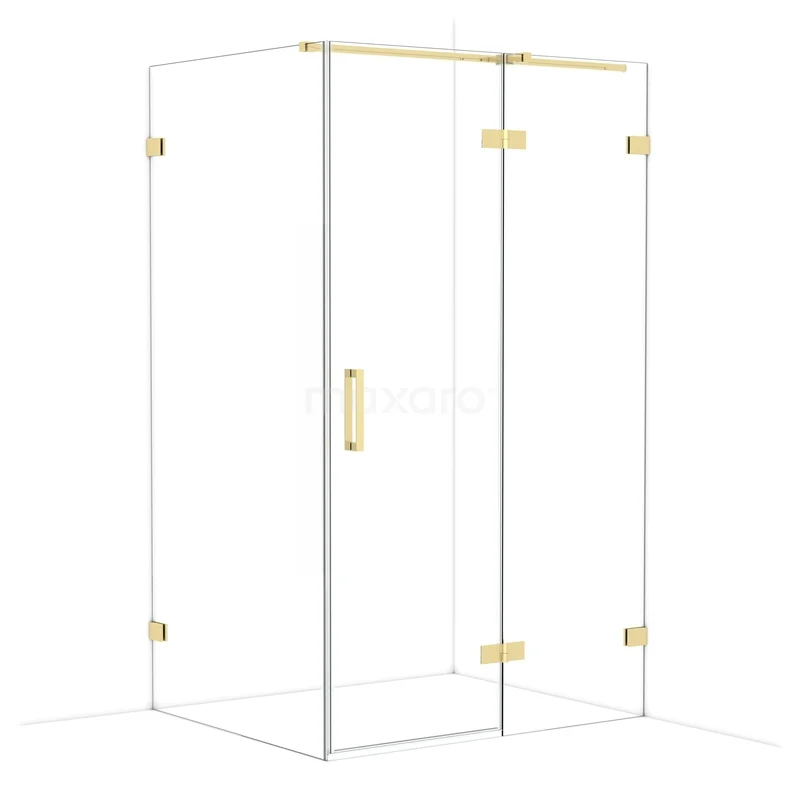 Diamond Shower enclosure | 120x100 cm Glanzend lichtgoud Clear glass Pivot door Rectangle CDB226610320GLG