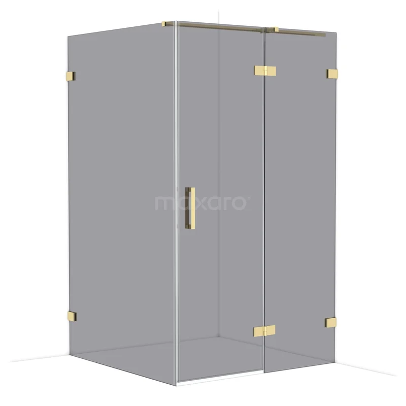 Diamond Douchecabine | 120x120 cm Glanzend lichtgoud Rookglas Draaideur Vierkant CDB226612321GLG