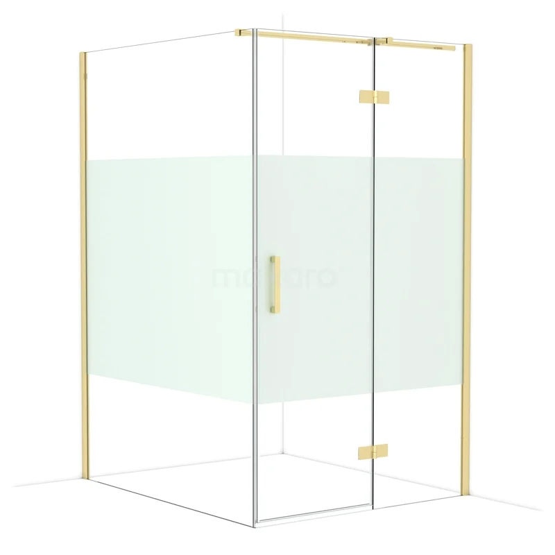 Diamond Shower enclosure | 140x120 cm Glanzend lichtgoud Clear with matt strip Pivot door Rectangle CDB226614313GLG Diamond Shower enclosure | 140x120 cm Glanzend lichtgoud Clear with matt strip Pivot door Rectangle CDB226614313GLG