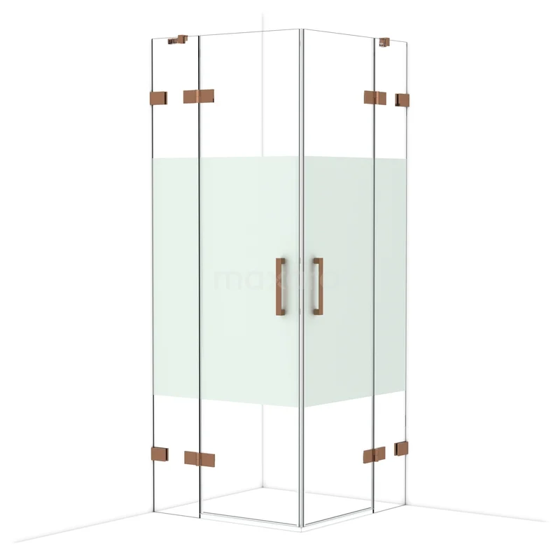 Diamond Shower enclosure | 80x80 cm Glanzend koper Clear with matt strip Pivot door Square CDD3535423GKP Diamond Shower enclosure | 80x80 cm Glanzend koper Clear with matt strip Pivot door Square CDD3535423GKP