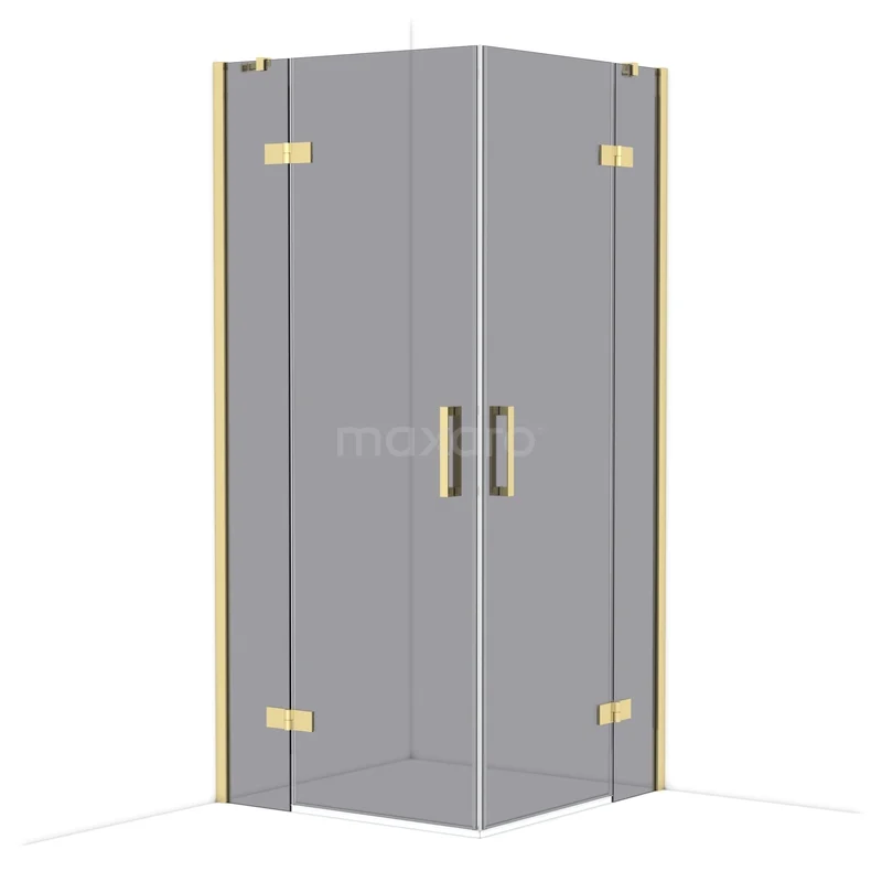Diamond Shower enclosure | 90x90 cm Glanzend lichtgoud Smoke glass Pivot door Square CDD3636411GLG