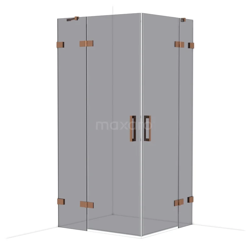 Duschkabine Diamond CDD4636421GKP Glas Duschkabine mit Eckeinstieg, graue Paneele und schwarze Haltegriffe; ideal für ein modernes Badezimmer.