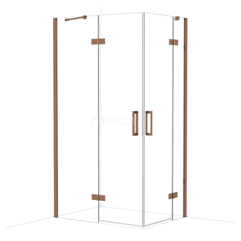 Diamond Douchecabine | 110x80 cm Glanzend koper Helder glas Draaideur Rechthoek CDD6535410GKP