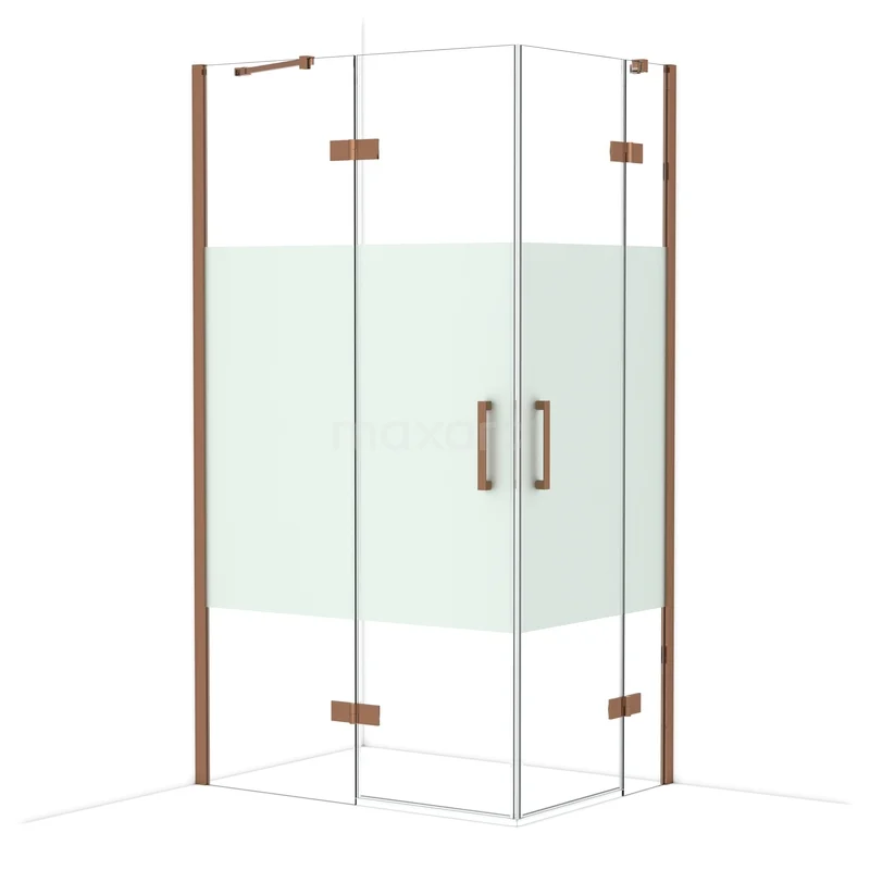 Duschkabine Diamond CDD6535413GKP Glas Duschkabine mit Eckeinstieg, transparent mit Matt Weiß Design und Kupferfarbene Details für ein modernes Badezimmer.