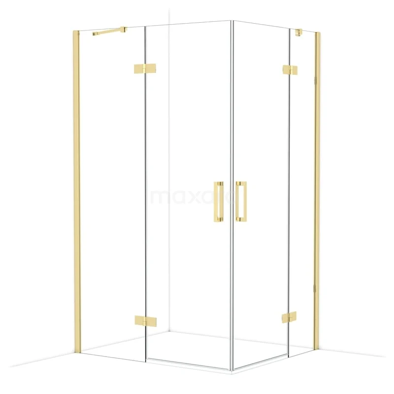 Diamond Shower cabin | 120x100 cm Shiny light gold Clear glass Pivot door Rectangle CDD6646410GLG Corner shower cabin, glass with gold accents, stylish bathroom solution from a luxury series.
