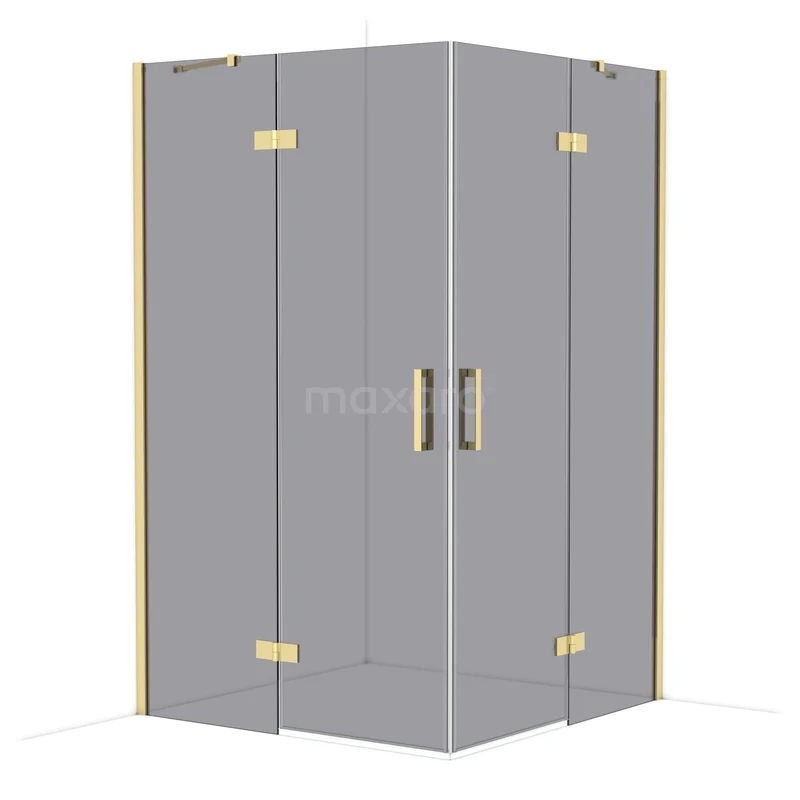 Duschkabine Diamond CDD6666411GLG Eck-Duschkabine mit Klarglas, goldfarbenen Scharnieren und Haltegriffen; stilvolle Ergänzung für jedes moderne Badezimmer.