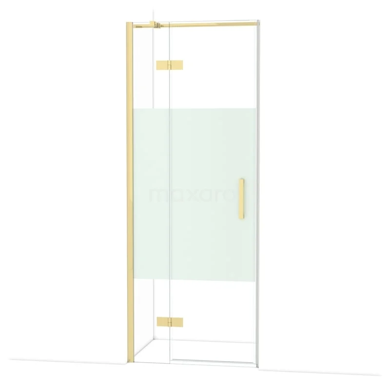 Diamond Douchedeur | 80 cm Glanzend lichtgoud Helder met matte strook Draaideur DDB21351313GLG Diamond Douchedeur | 80 cm Glanzend lichtgoud Helder met matte strook Draaideur DDB21351313GLG