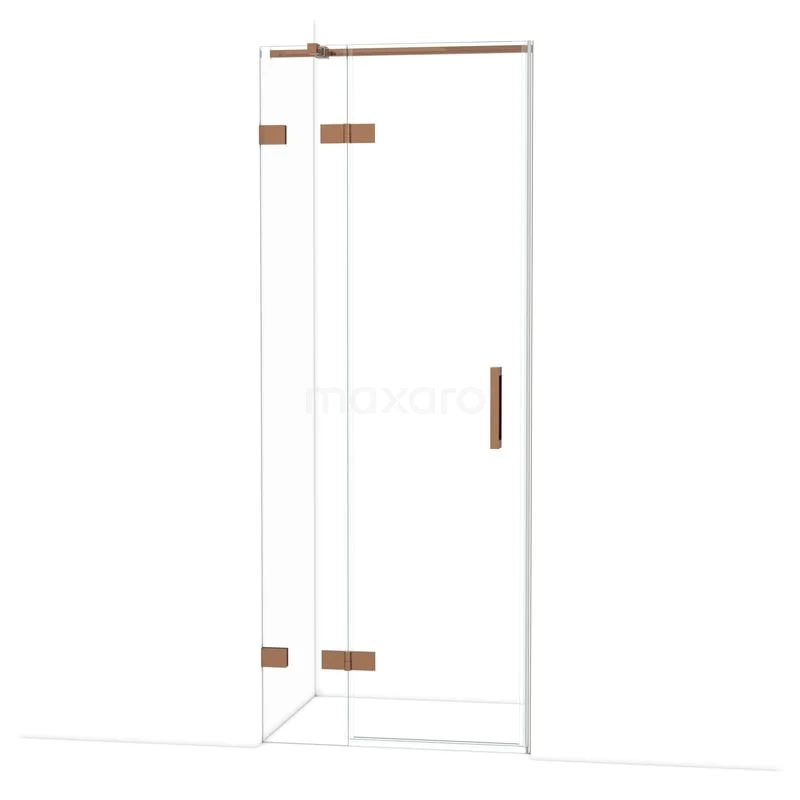 Diamond Douchedeur | 80 cm Glanzend koper Helder glas Draaideur DDB21351320GKP Diamond Douchedeur | 80 cm Glanzend koper Helder glas Draaideur DDB21351320GKP