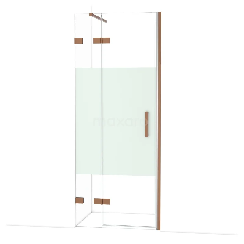 Diamant-Duschtüren DDB21352123GKP Glasdouchedeur mit mattem Bestandteil, bronzefarbenen Scharnieren und Haltegriff, ideal für moderne Bäder.