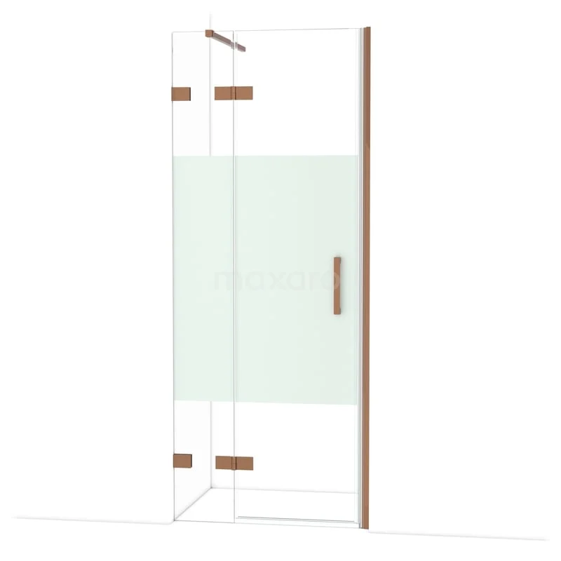 Diamond Douchedeur | 80 cm Glanzend koper Helder met matte strook Draaideur DDB21352123GKP Diamond Douchedeur | 80 cm Glanzend koper Helder met matte strook Draaideur DDB21352123GKP