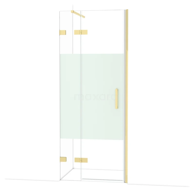 Diamant-Duschtüren DDB21352123GLG Duschwand mit goldfarbenen Akzenten, Klarglas und mattem Detail, ideal für eine moderne Badezimmergestaltung.