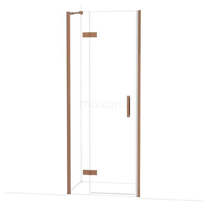 Diamond Duschtür | 80 cm Glänzendes Kupfer Klarglas Drehtür DDB21352210GKP Glasene Duschtür mit Kupfer Scharnieren, modernes Design für eine luxuriöse Ausstrahlung im Badezimmer.